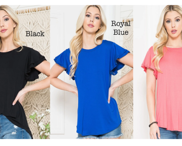 Women Essential Ruffle Sleeve Top Only $14.99 Shipped!