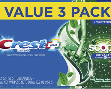 Crest Complete Whitening + Scope, Long Lasting Mint Toothpaste, Triple Pack – Just $3.64!