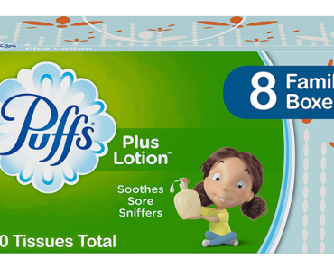 Puffs Plus Lotion Facial Tissues, 8 Family Boxes, 120 Tissues per Box – Just $11.61!
