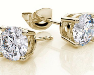 10k Yellow Gold Created White Sapphire 4 Carat Round Stud Earrings Only $13.99! (Reg. $199.99)