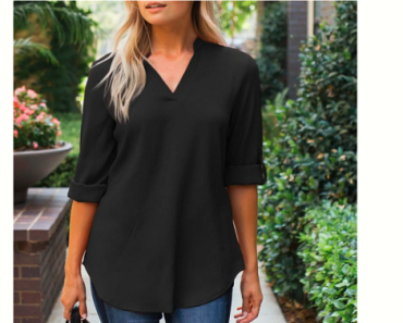 Notch-Neck Roll Tab Blouse (Multiple Colors) Only $19.99 Shipped! (Reg. $49.99)