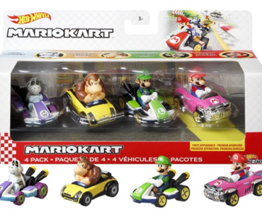 Hot Wheels Mario Kart Die-Cast Characters In 4 Car Vehicle Playset – Just $15.96!