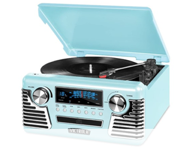 Victrola 50’s Retro Bluetooth Record Player & Multimedia Center with Built-in Speakers – 3-Speed Turntable, CD Player, AM/FM Radio, Vinyl to MP3 Recording, Wireless Music Streaming – Just $49.99!