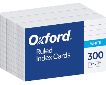 Oxford Ruled Index Cards (3″x5″) White, 300 Pack Only $1.83 on Amazon!