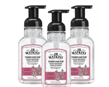 J.R. Watkins Foaming Moisturizing All Natural Hand Soap Foam, Cherry Blossom, 9 fl oz, 3 Pack – Just $7.18!