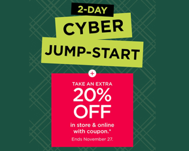 Kohls 2-Day Cyber Jump-Start Sale! Stacking Codes! Earn $15 on $50 Kohl’s Cash!