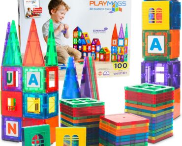 Playmags 100-Piece Magnetic Tiles Building Blocks Set – Only $29.65!
