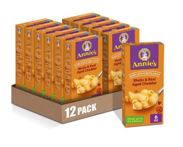 Annie’s Real Aged Cheddar Shells Macaroni & Cheese Dinner with Organic Pasta (Pack of 12) – Only $14.36!