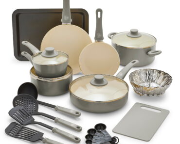 GreenLife 18-Piece Soft Grip Toxin-Free Healthy Ceramic Non-Stick Cookware Set – Only $59!