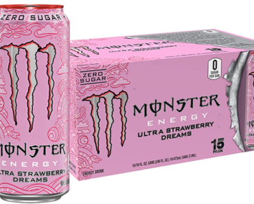 Monster Energy Ultra Strawberry Dreams, Sugar Free Energy Drink, 16 Ounce – Pack of 15 – Just $14.24! Another new coupon!