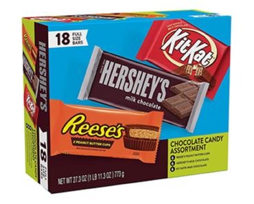 HERSHEY’S, KIT KAT and REESE’S Assorted Milk Chocolate Candy Box – 18 count – Just $12.43!