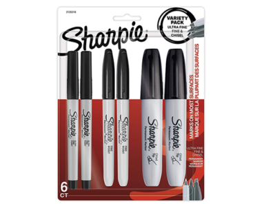 Sharpie Permanent Markers Variety Pack – Fine, Ultra-Fine, and Chisel-Point Markers, Black, 6 Count – Just $5.17!
