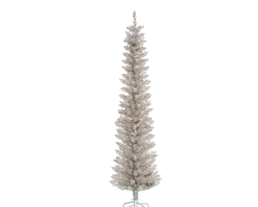 6 ft Pre-Lit Rose Gold Tinsel Christmas Tree, – Just $18.00! Holiday Clearance!