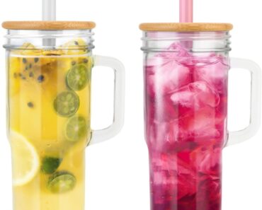 Luxfuel 24 Oz Wide Mouth Mason Jar Drinking Glasses (Set of 2) – Only $15.49!