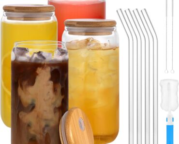 Naeety Glass Cups with Bamboo Lids and Glass Straw – Only $12.99!
