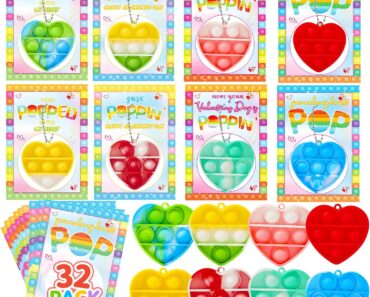 Valentines Day Cards for Kids Set of 32 Pop Heart Fidget Toys – Only $14.99!