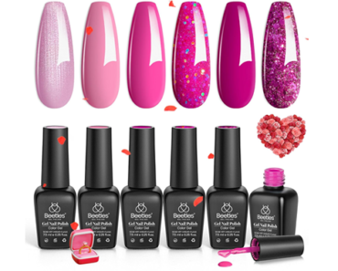 Beetles Pink Gel Nail Polish Set, 6 Colors – Valentines Nails – Just $12.99!