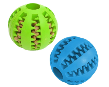 Dog Treat Toy Chew Ball with Slots for Food 2.8″ Pack of 2 – Just $2.99!