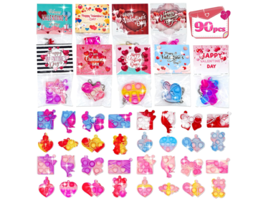 Prefilled Valentines Cards with Pop Fidget Toys – 90 Pieces – Just $11.99!