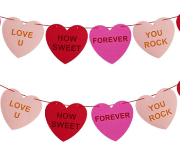 Felt Conversation Heart Garland Banner for Valentine’s Day – 2 Pack – Just $6.99!