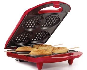 Non-Stick Heart Waffle Maker, Red – Makes 4 Heart-Shaped Waffles – Just $17.99!