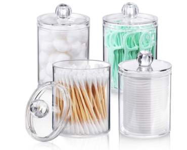 Clear Plastic Apothecary Jar Set for Bathroom Organization, 10 oz – 4 Pack – Just $7.97!