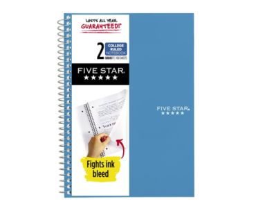 Five Star Small Spiral Notebook, 2-Subject, College Ruled Paper – Just $2,22!