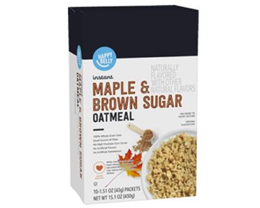 Amazon Brand Happy Belly Instant Oatmeal, Maple & Brown Sugar, Pack of 20 – Just $5.03!