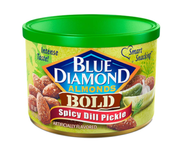 Blue Diamond Almonds Spicy Dill Pickle Flavored Snack Nuts, 6 Oz Resealable Can – Just $2.96!