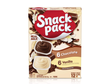Snack Pack Chocolate and Vanilla Flavored Pudding Cups Family Pack, 12 Count Pudding Cups – Just $2.78!