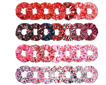 28 Pieces Valentine Hair Scrunchies Love and Heart Pattern Scrunchies – Just $13.99!