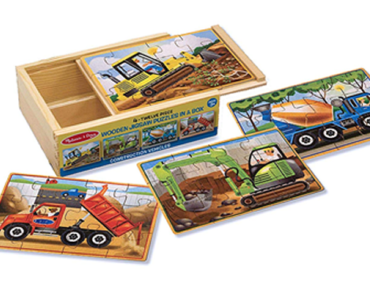 Melissa & Doug Construction Vehicles 4-in-1 Wooden Jigsaw Puzzles – Just $9.49!