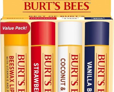 Burt’s Bees Beeswax, Strawberry, Coconut and Pear, and Vanilla Bean Lip Balm Pack – Only $6!
