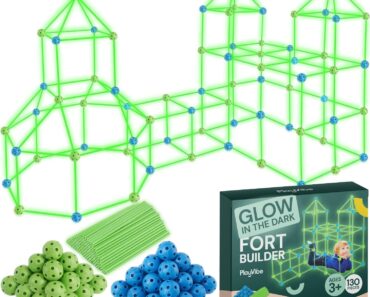 PLAYVIBE Glow in The Dark Kids Fort Building Kit – Only $39.99!