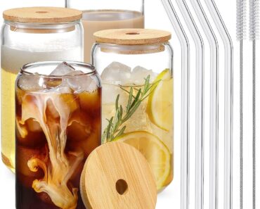 Drinking Glasses with Straws and Bamboo Lids – Only $13.99!