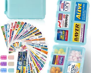 Travel Pill Organizer Box w/ 300 Brand Labels & 28 White Labels – Only $7.99!