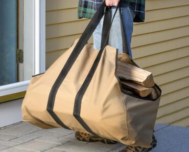 ShelterLogic 31″ Heavy-Duty Large Water-Repellent Firewood Log Holder and Carrier Bag – Only $11.99!