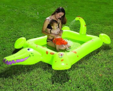 Poolmaster Crocodile Spray Inflatable Kiddie Swimming & Wading Pool – Only $9.99!