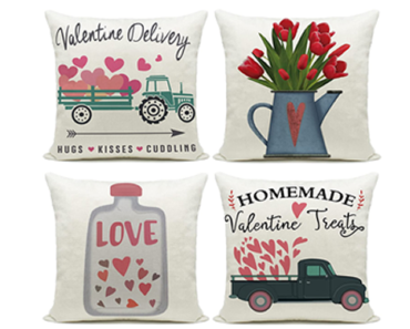 Valentine’s Day Pillow Covers – Set of 4 18×18 Inch – Just $6.49!