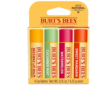 Burt’s Bees 100% Natural Moisturizing Lip Balm – Beeswax, Cucumber Mint, Watermelon and Sweet Mandarin – Just $5.10!