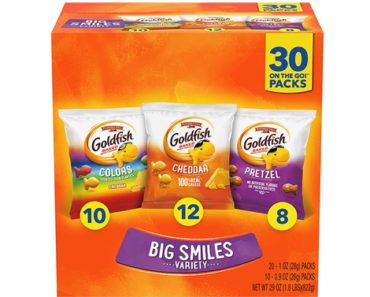 Goldfish Crackers Big Smiles Variety Pack with Cheddar, Colors, and Pretzels, 30 Ct – Just $10.93!