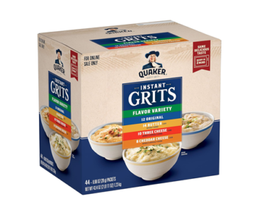 Quaker Instant Grits, 4 Flavor Variety Pack, 0.98oz Packets,44 Count – Just $8.42!
