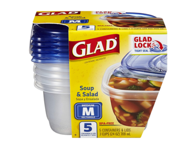 GladWare Soup & Salad Food Storage Containers – Pack of 5 – Just $3.59!