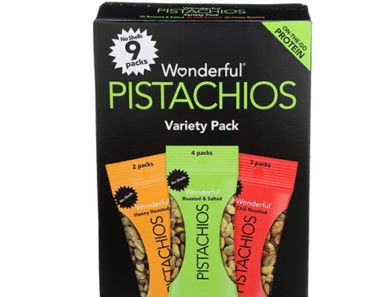 Wonderful Pistachios , No Shell Nuts, Variety Pack (4 bags of Roasted & Salted, 3 bags of Chili Roasted, and 2 bags of Honey Roasted), 9 Count – Just $6.36!