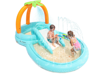 Inflatable Play Center Kids Pool with Slide, Water Sprayers – Just $24.95!