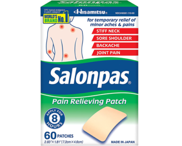 Salonpas Pain Relieving Patches – 8 Hour Pain Relief – 60 Count – Just $5.70!