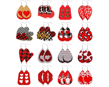 Valentine’s Day Leather Earrings – 16 Pair – Just $7.99!