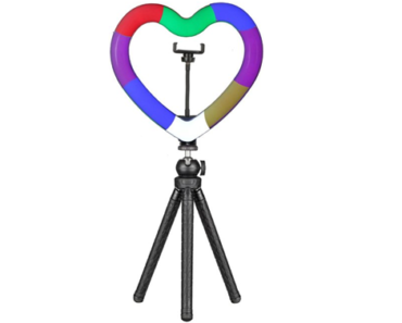 10″ Heart-Shaped Rainbow Vlogging Kit with Bluetooth Remote – Just $11.99!