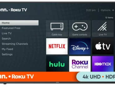 onn. 50” Class 4K UHD (2160P) LED Roku Smart TV HDR – Just $198.00!