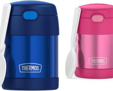 THERMOS FUNTAINER 10 Ounce Stainless Steel Vacuum Insulated Kids Food Jar Bundle with Folding Spoons – Only $17.67!
